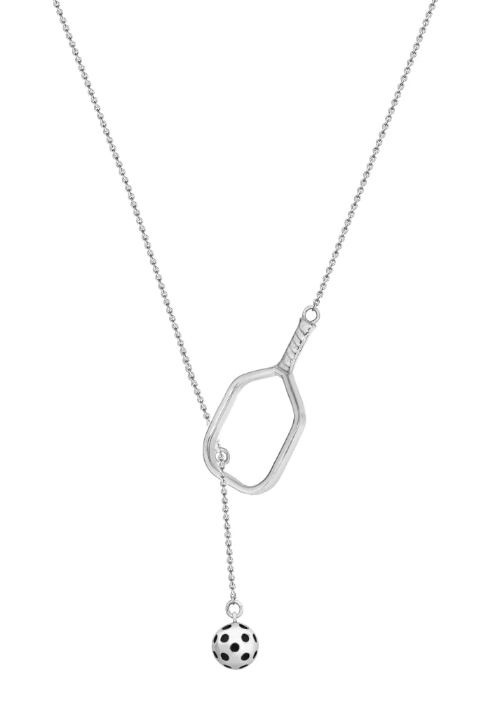 Gold and Silver Pickleball Necklace Silver