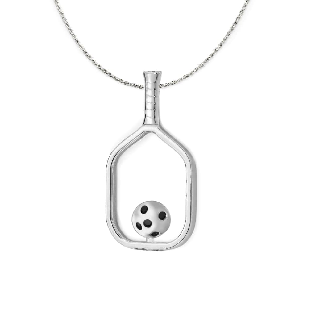 Gold and Silver Pickleball Necklace Silver