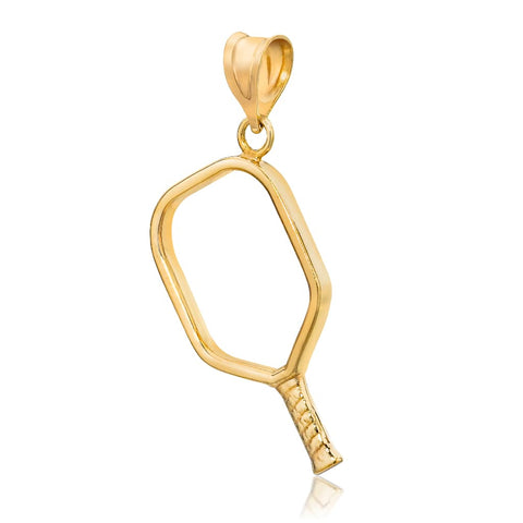 Pickleball Pendant | Open Paddle in Gold Plate