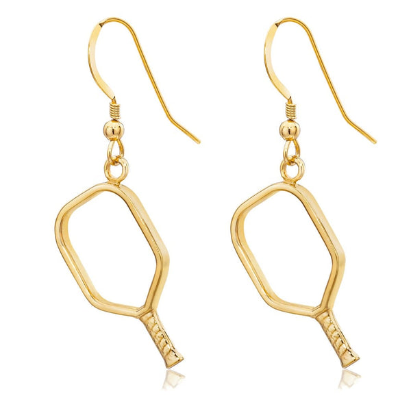 Pickleball Earrings | Open Paddle in Yellow Gold