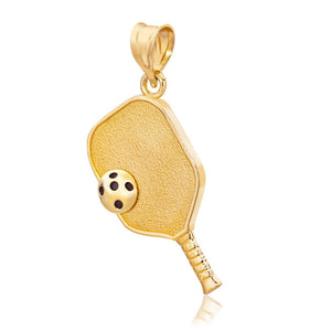 Pickleball Pendant | Paddle & Ball in Yellow Gold