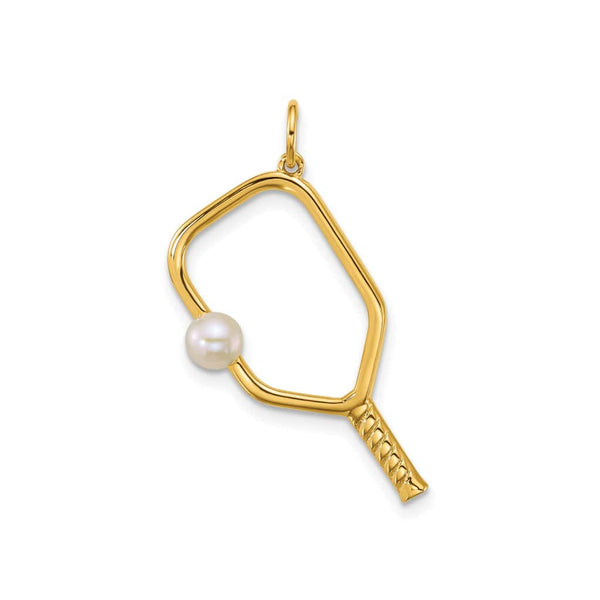 Pickleball Pendant | Open Paddle and Pearl in 14k Gold