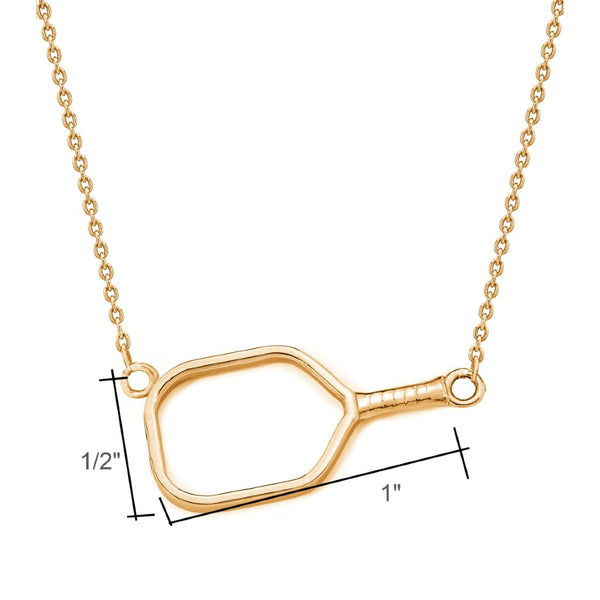 Pickleball Necklace | Open Paddle Sideways in Yellow Gold