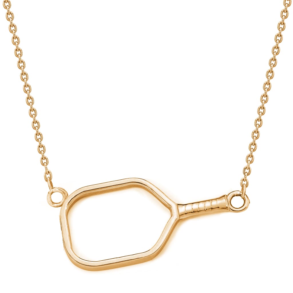 Pickleball Necklace | Open Paddle Sideways in Yellow Gold