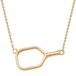 Pickleball Necklace | Open Paddle Sideways in Yellow Gold