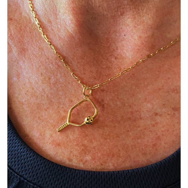 Pickleball Necklace | Open Paddle Gold Plated Stainless
