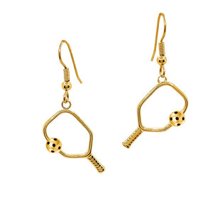Pickleball Earrings | Open Paddle Gold Plated Stainless