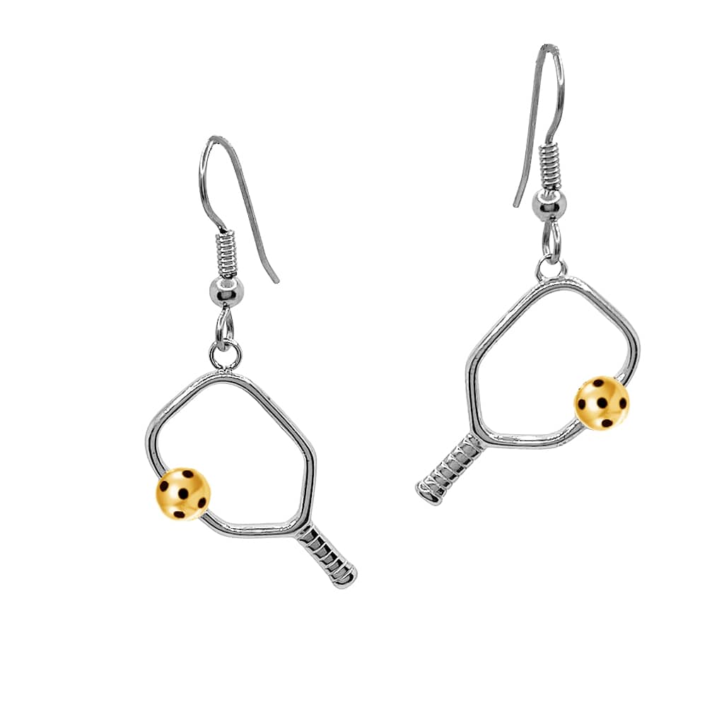 Pickleball Earrings | Open Paddle Stainless Two Tone