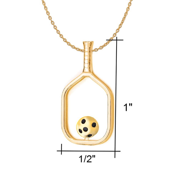 Pickleball Necklace | Open Paddle & Ball in Yellow Gold