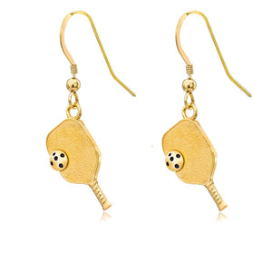 Pickleball Earrings | Paddle & Ball in Yellow Gold - Medium