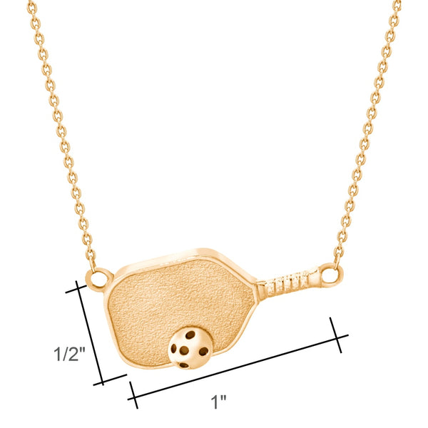 Pickleball Necklace | Paddle with Ball Sideways in Gold Plate