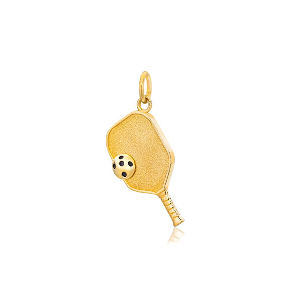 Pickleball Pendant / Charm | Paddle & Ball in Yellow Gold