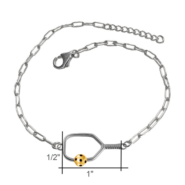 Pickleball Anklet | Open Paddle Stainless Two Tone