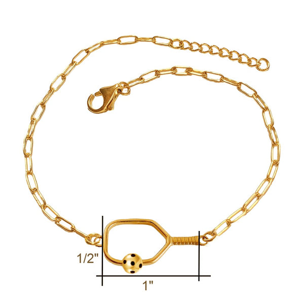 Pickleball Anklet | Open Paddle Gold Plated Stainless