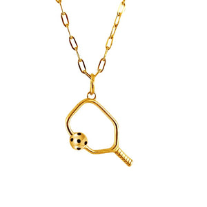 Pickleball Necklace | Open Paddle Gold Plated Stainless