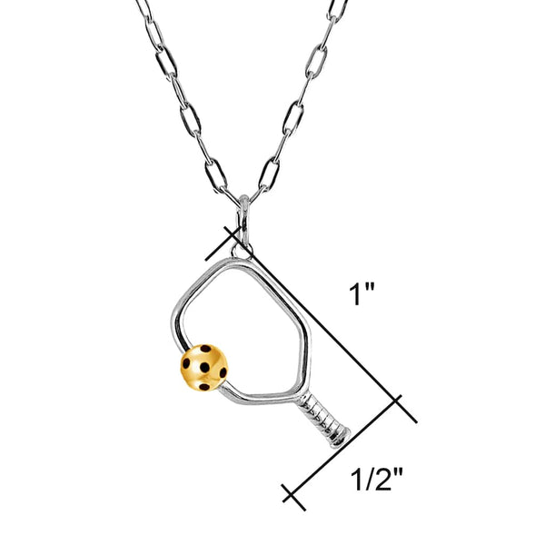 Pickleball Necklace | Open Paddle Stainless Two Tone
