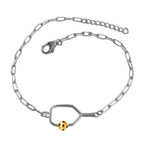 Pickleball Anklet | Open Paddle Stainless Two Tone