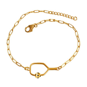 Pickleball Anklet | Open Paddle Gold Plated Stainless