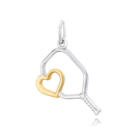 Pickleball Pendant | Heart Paddle in Silver Two Tone