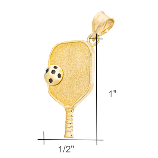 Pickleball Pendant | Paddle & Ball in Yellow Gold