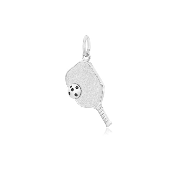 Pickleball Pendant / Charm | Paddle & Ball in Sterling Silver