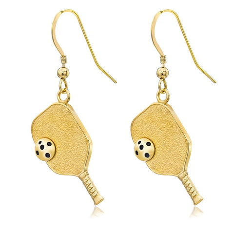 Pickleball Earrings | Paddle & Ball in Gold Plate