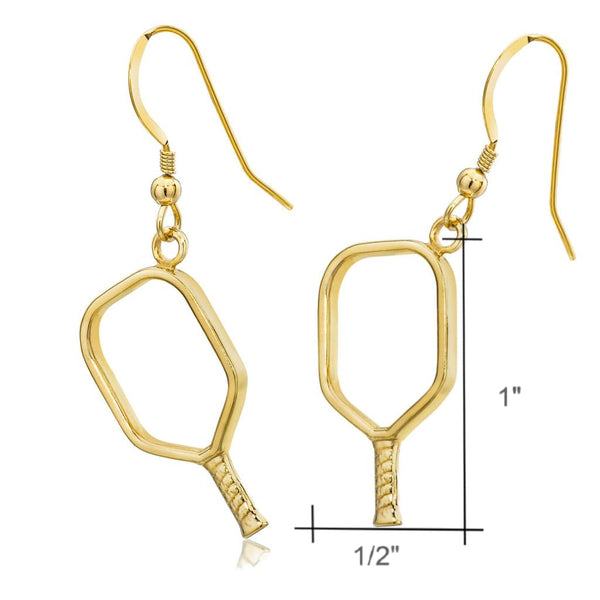 Pickleball Earrings | Open Paddle in Yellow Gold