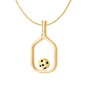 Pickleball Necklace | Open Paddle & Ball in Gold Plate
