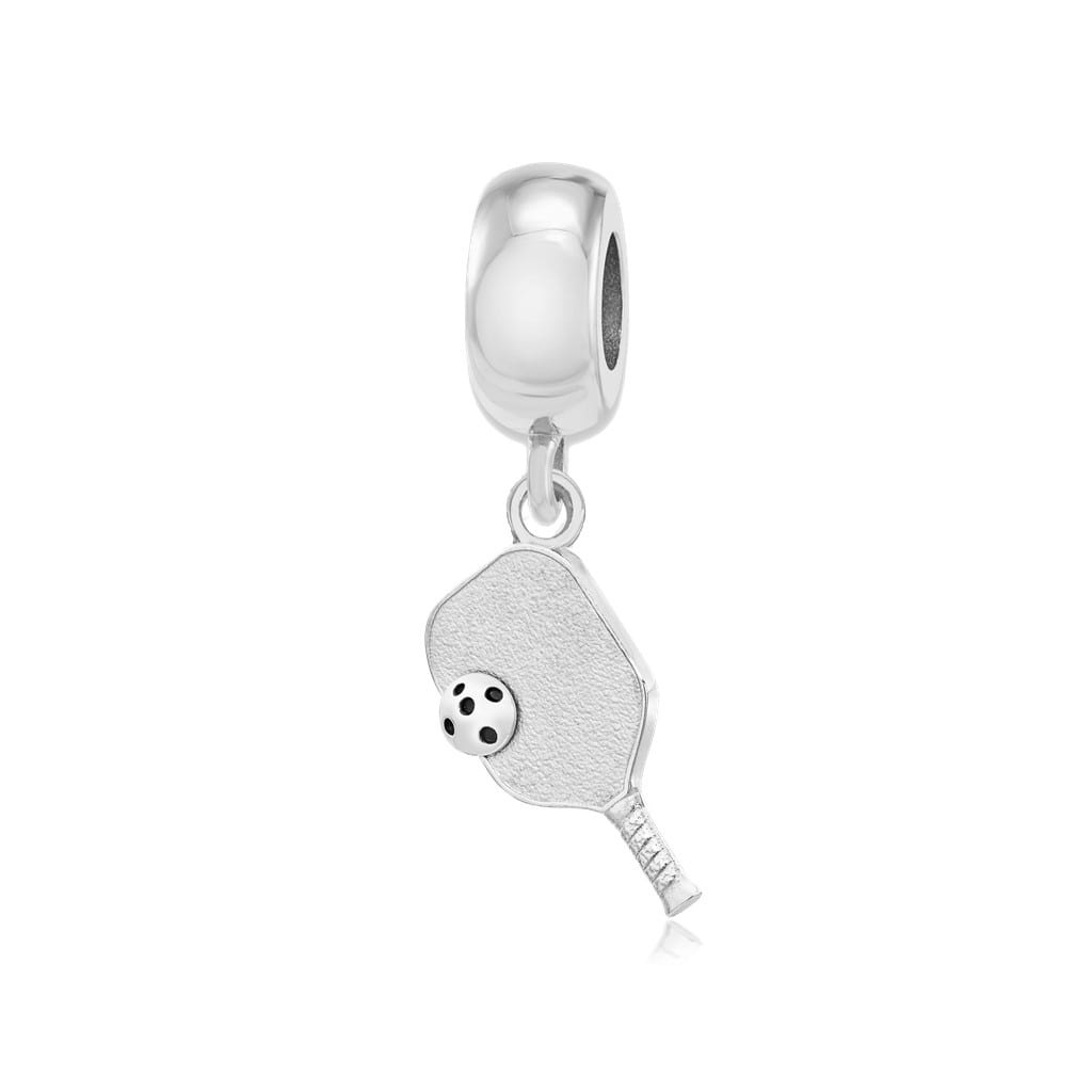 Pickleball Bead Charm Paddle & Ball in Sterling Silver Crosscourt