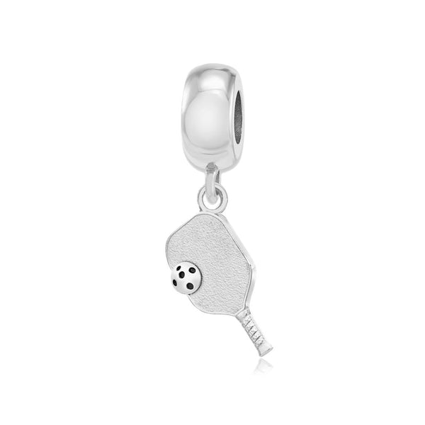 Pickleball Bead Charm | Paddle & Ball in White Gold