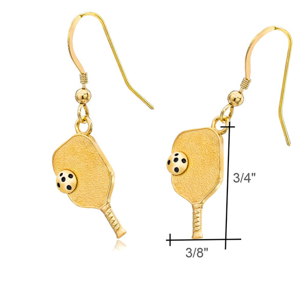 Pickleball Earrings | Paddle & Ball in Yellow Gold - Medium