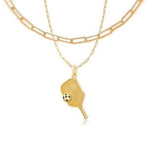 Layered Pickleball Necklace | Paddle & Ball in Gold Plate