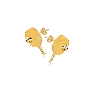 Pickleball Post Earrings | Paddle & Ball in 14K Yellow Gold - XS