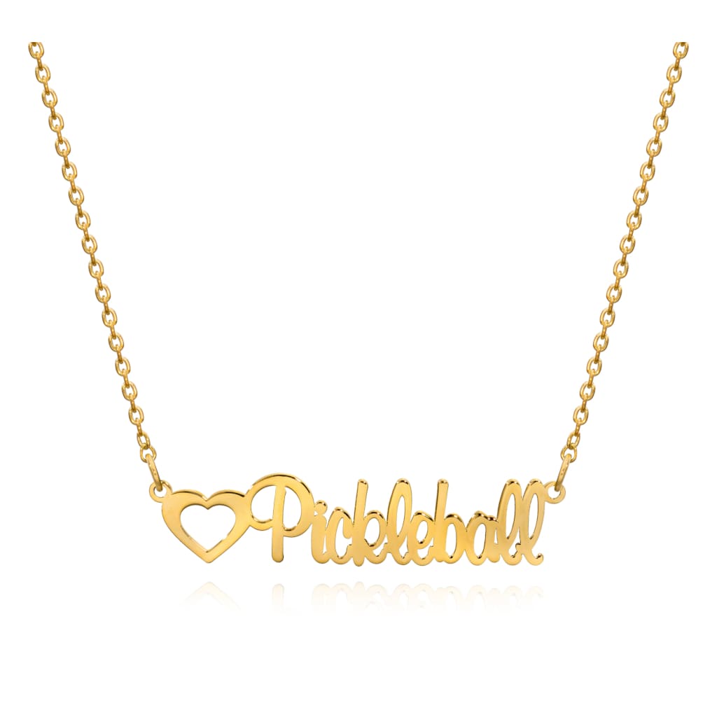 Pickleball Necklace | Cursive Script Yellow Gold